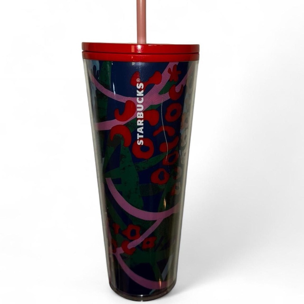 Starbucks Red and Green Tumbler with Straw